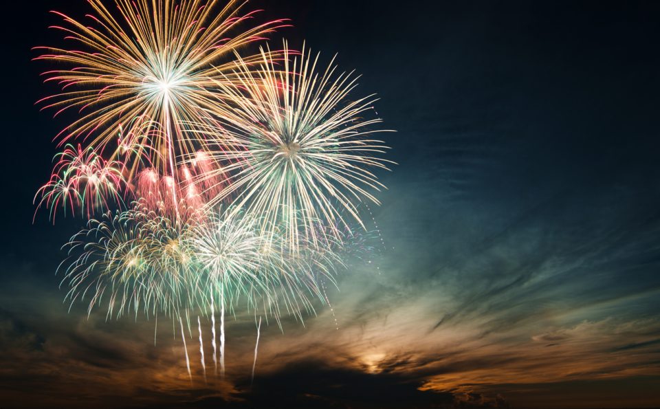 Brightly colored forth of July fireworks