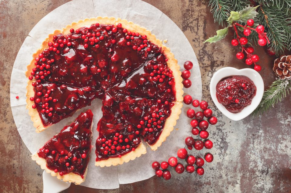 Cranberry Tart with browned butter crust