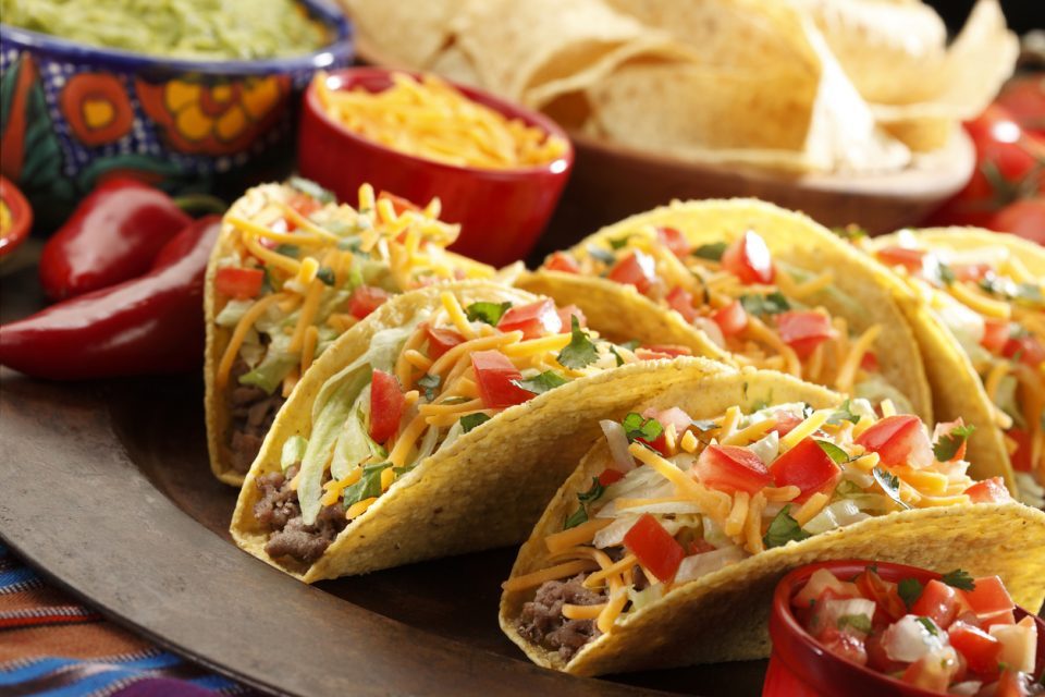 Spread of Mexican tacos with all the fixings for Cinco de Mayo