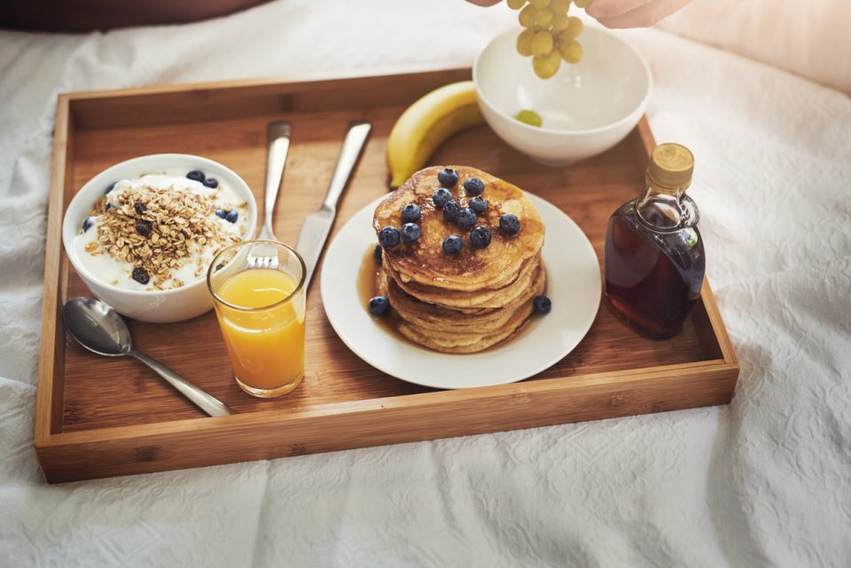 Mother's Day pancake breakfast in bed