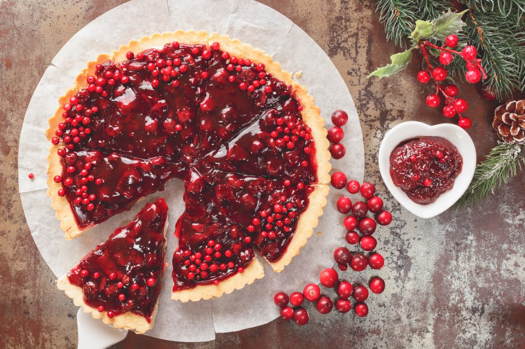 Cranberry Tart with browned butter crust