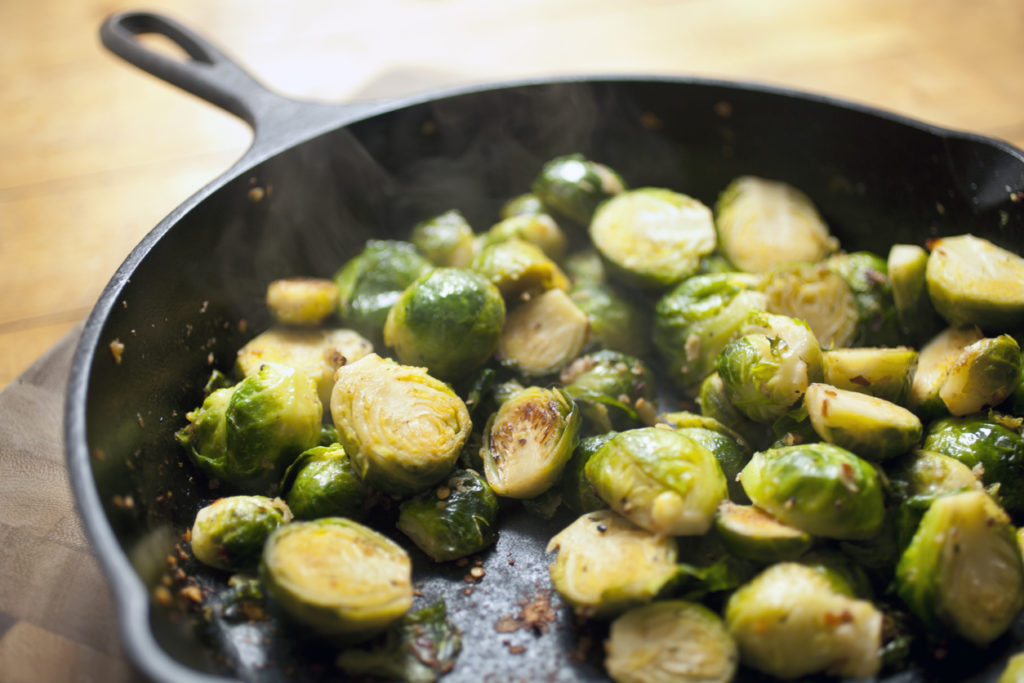 brussels sprouts in a pan